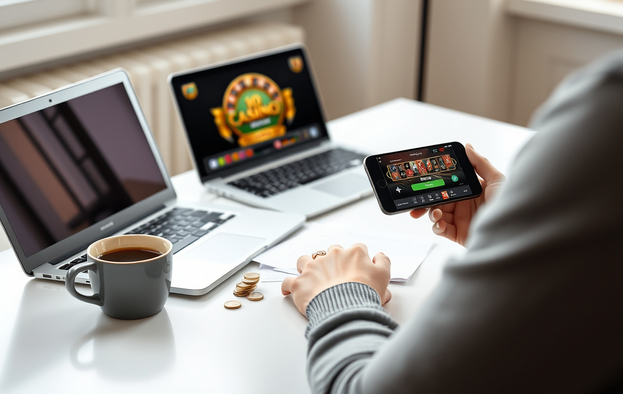 Norsk spiller med smartphone som viser casino-app med 10 kr minimum innskudd